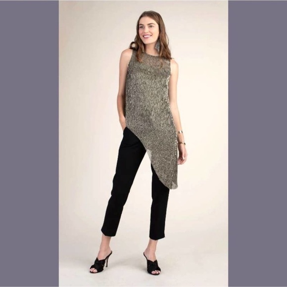 Trina Turk Harmony 2 Asymmetrical Metallic Blouse - Picture 1 of 6